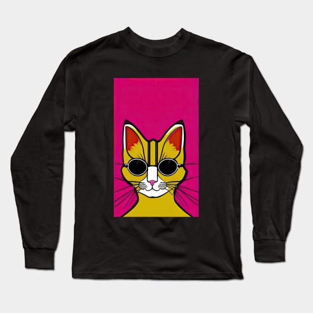 Cat with glasses Long Sleeve T-Shirt by KirlexDream